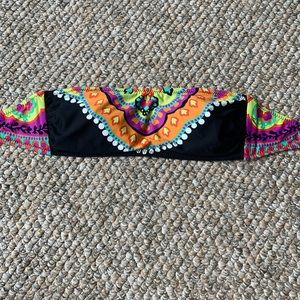 Colorful Bandeau Tie Bikini Top
